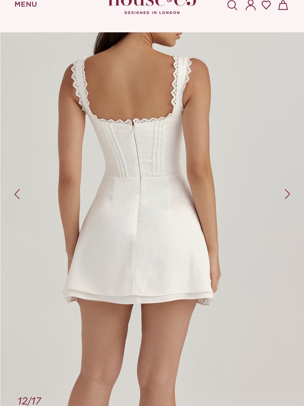 White Lace-Trim Mini Dress house of CB Tilly size L SB8548 new with tags - Picture 9 of 10